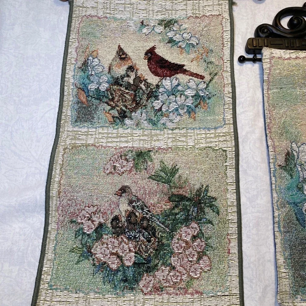 Lena Liu Songs of Spring Tapestry Wall Hanging Set Birds Cardinal USA